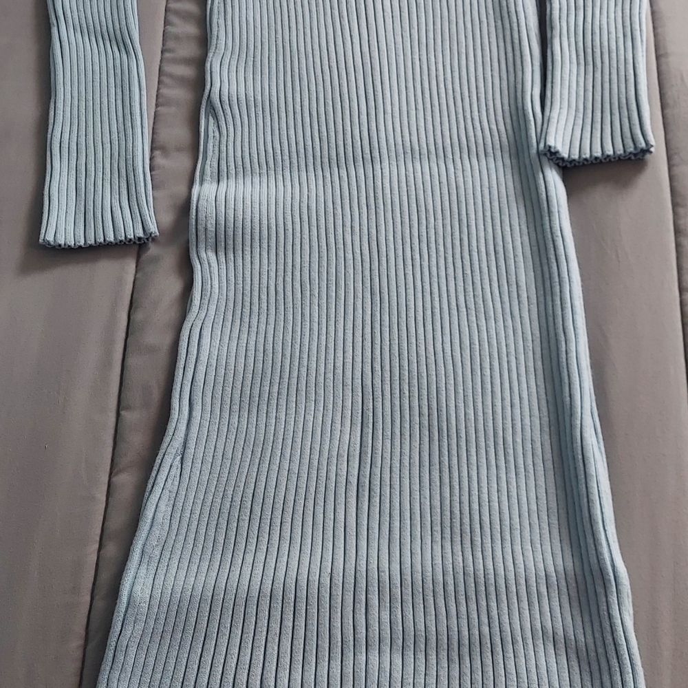 525 America Pastel Blue Ribbed Cotton Button-Down Dress NWT - Picture 9 of 12